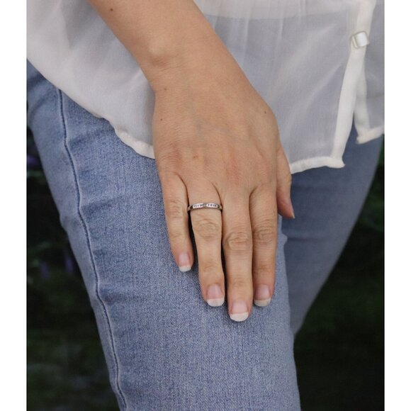 Sterling Silver .08 ct Diamond Band Ring Stackable Size 7 - Picture 4 of 6